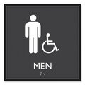 Headline Sign ADA Sign, Men Accessible, Plastic, 8 x 8, Clear/White 66915